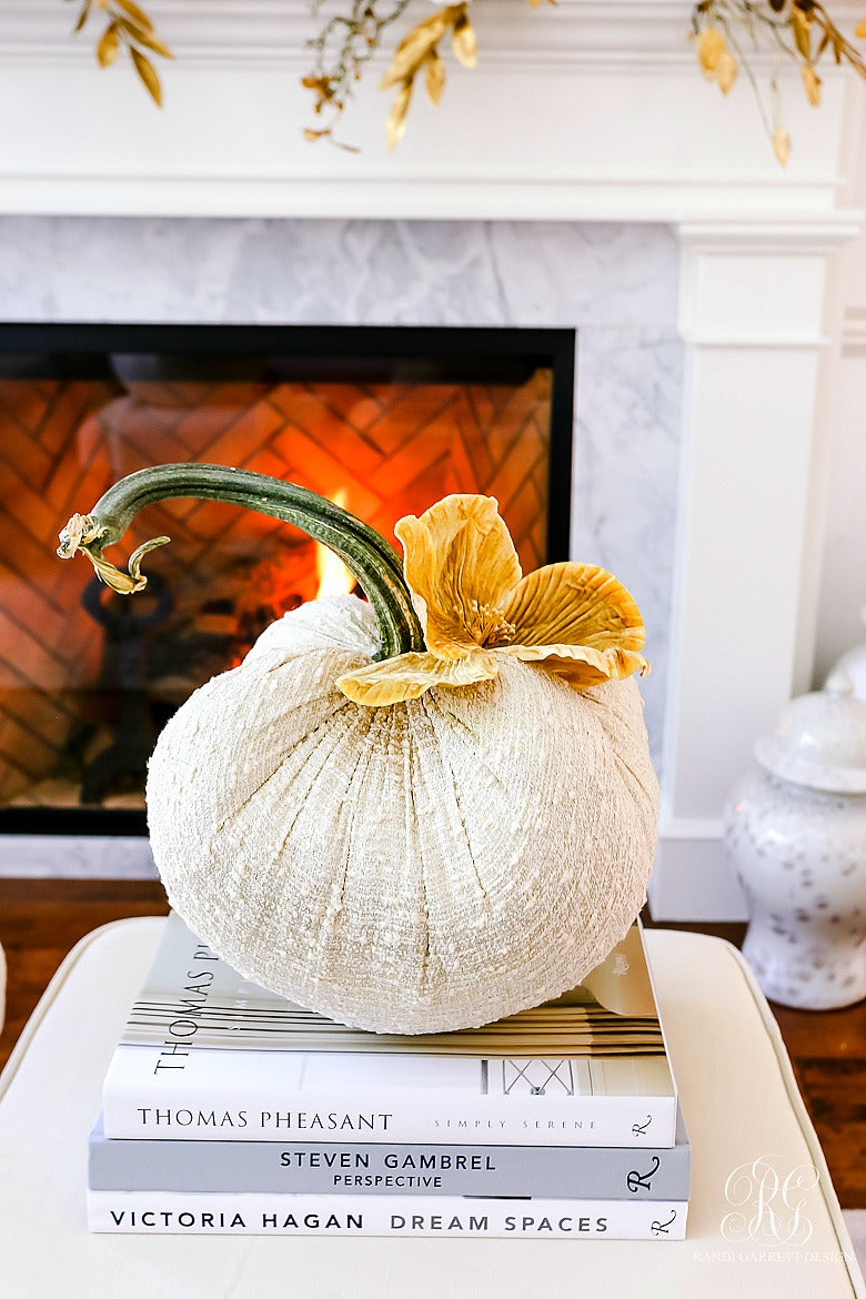 Randi Garrett Designs Pumpkin Tabletops & Home Decor with Hot Skwash Silk Velvet Pumpkins