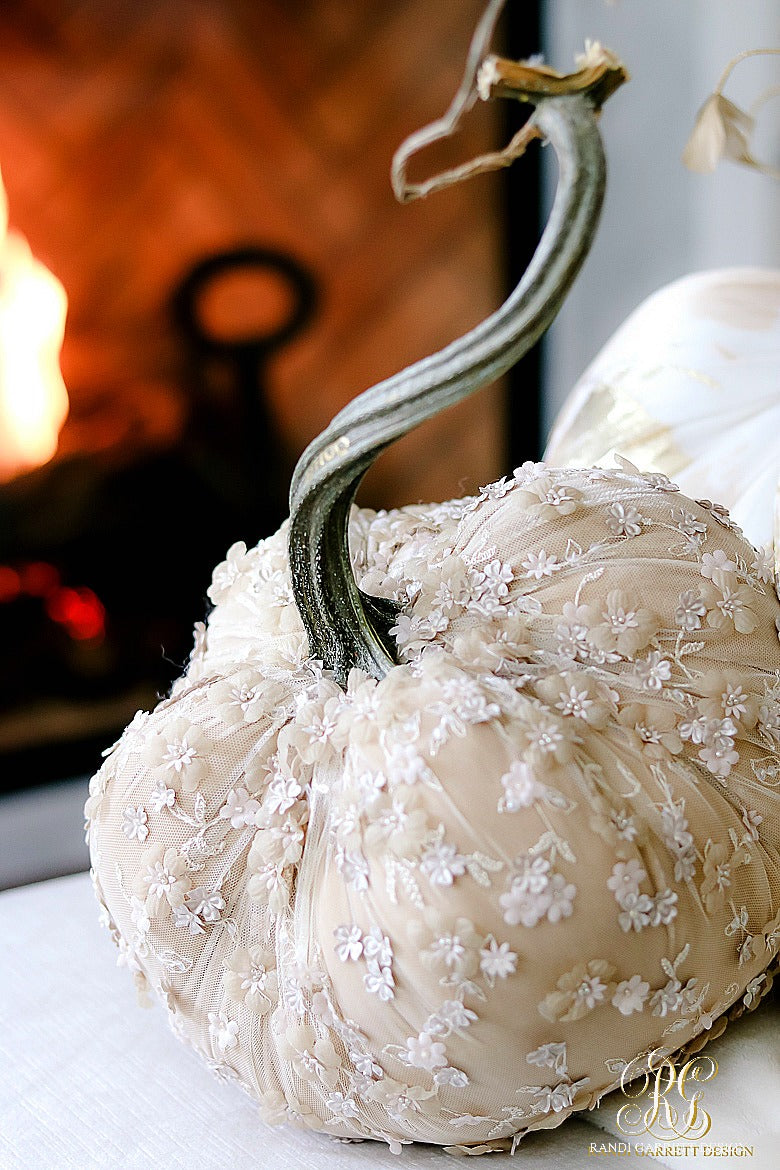 Randi Garrett Designs Pumpkin Tabletops & Home Decor with Hot Skwash Silk Velvet Pumpkins