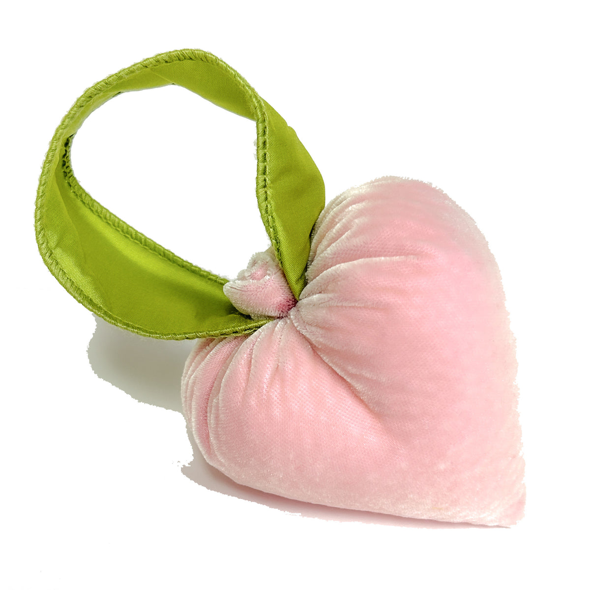 Small Blush  w/ Green Ribbon Heart