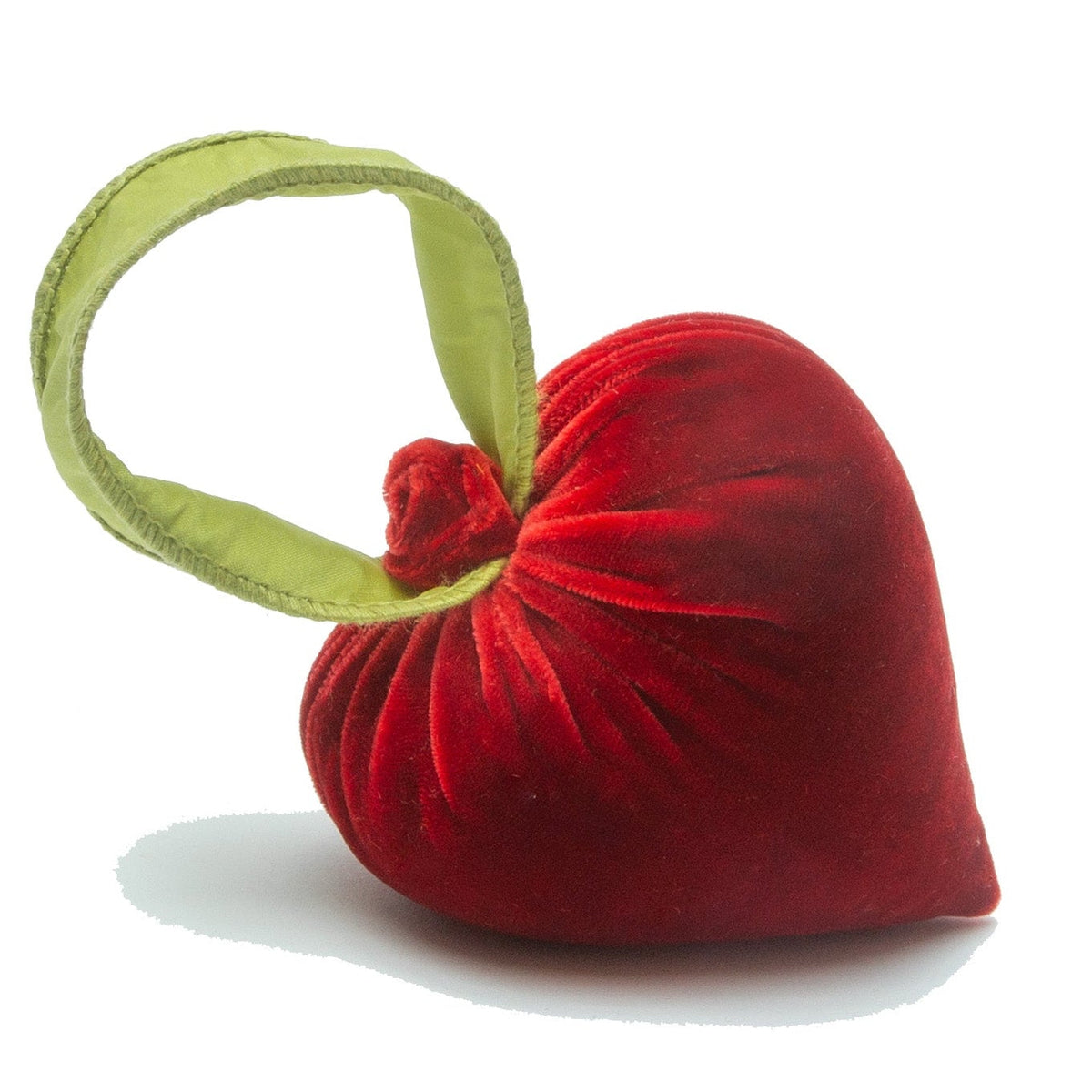 Small Cherry Heart w/ Green Ribbon Heart