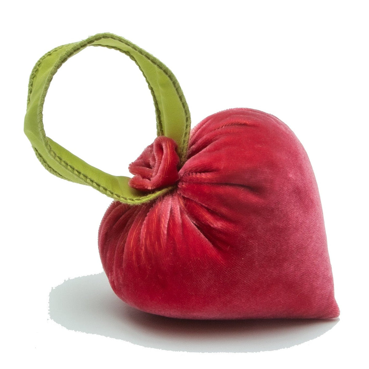 Small Guava Heart w/ Green Ribbon