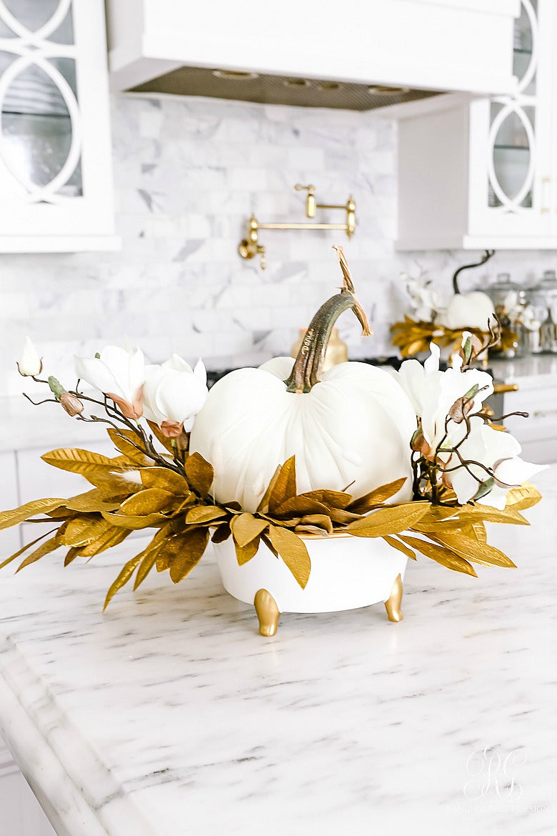 Randi Garrett Designs Pumpkin Tabletops & Home Decor with Hot Skwash Silk Velvet Pumpkins